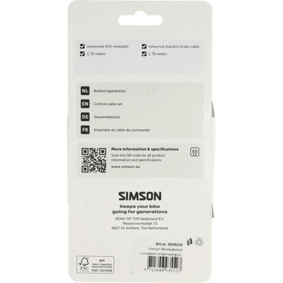Simson Bremszugset komplett universal grau Edelstahl