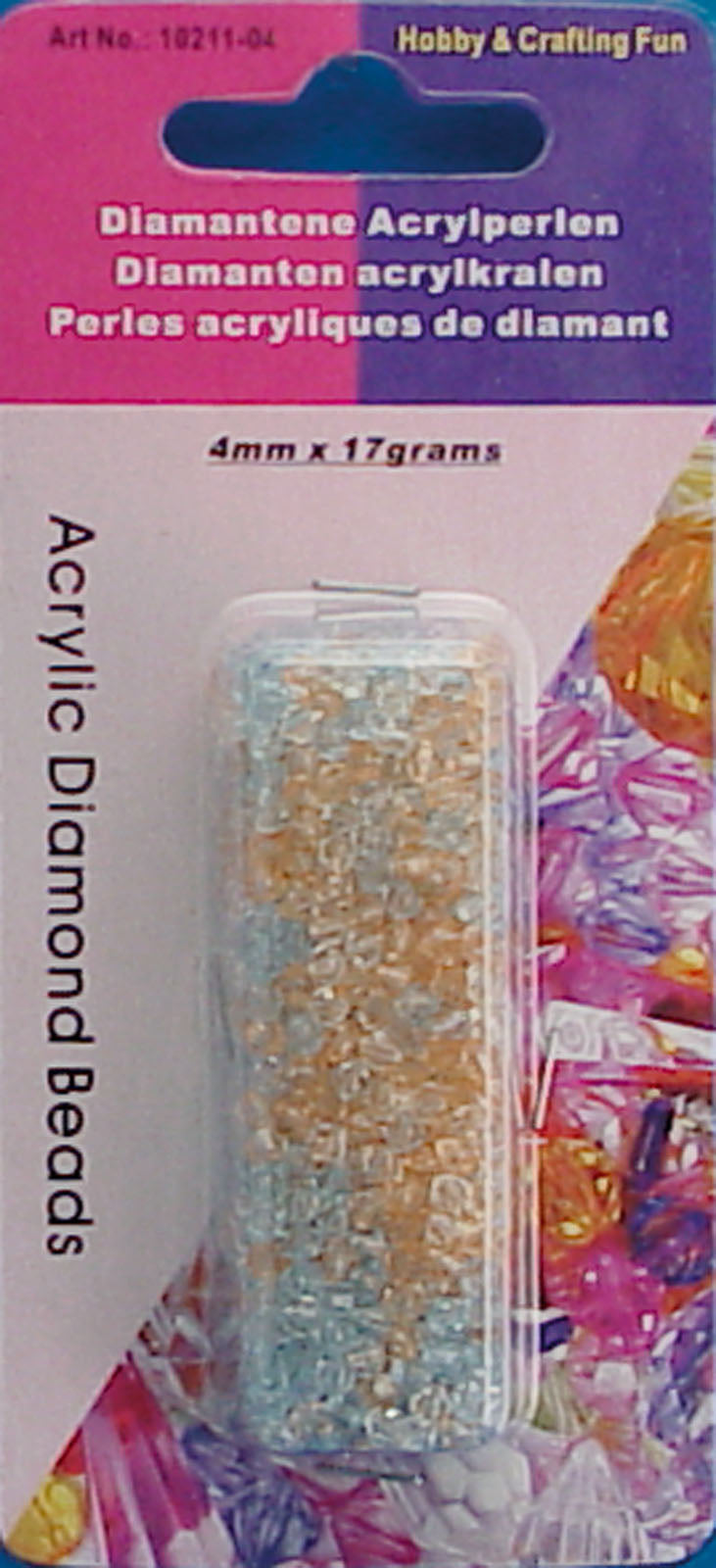 Markenlose Acryl-Diamantperlen, 4 mm, 17 g, sortiert