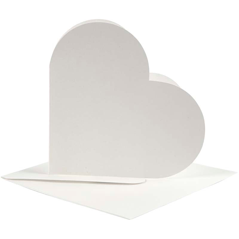Herzförmige Karten der Firma Creativ, Kartengröße 12,5 x 12,5 cm, Umschlaggröße 13,5 x 13,5 cm, gebrochenes Weiß, 10er-Set 1 Box