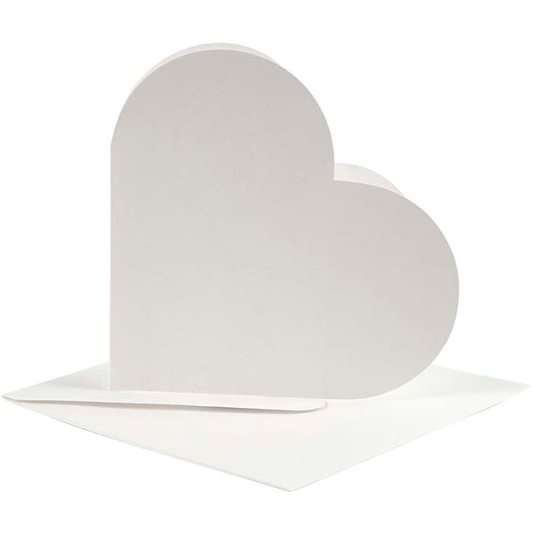 Herzförmige Karten der Firma Creativ, Kartengröße 12,5 x 12,5 cm, Umschlaggröße 13,5 x 13,5 cm, gebrochenes Weiß, 10er-Set 1 Box