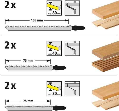 Wolfcraft-Stichsägeblatt-Set | 12-teilig | t-schaft | 1 Satz - 2377000