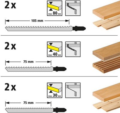 Wolfcraft-Stichsägeblatt-Set | 12-teilig | t-schaft | 1 Satz - 2377000