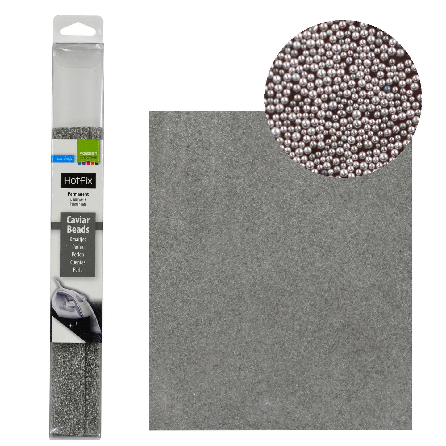 Vaessen creative • Hotfix-Kaviarperlen Silber 24x20cm