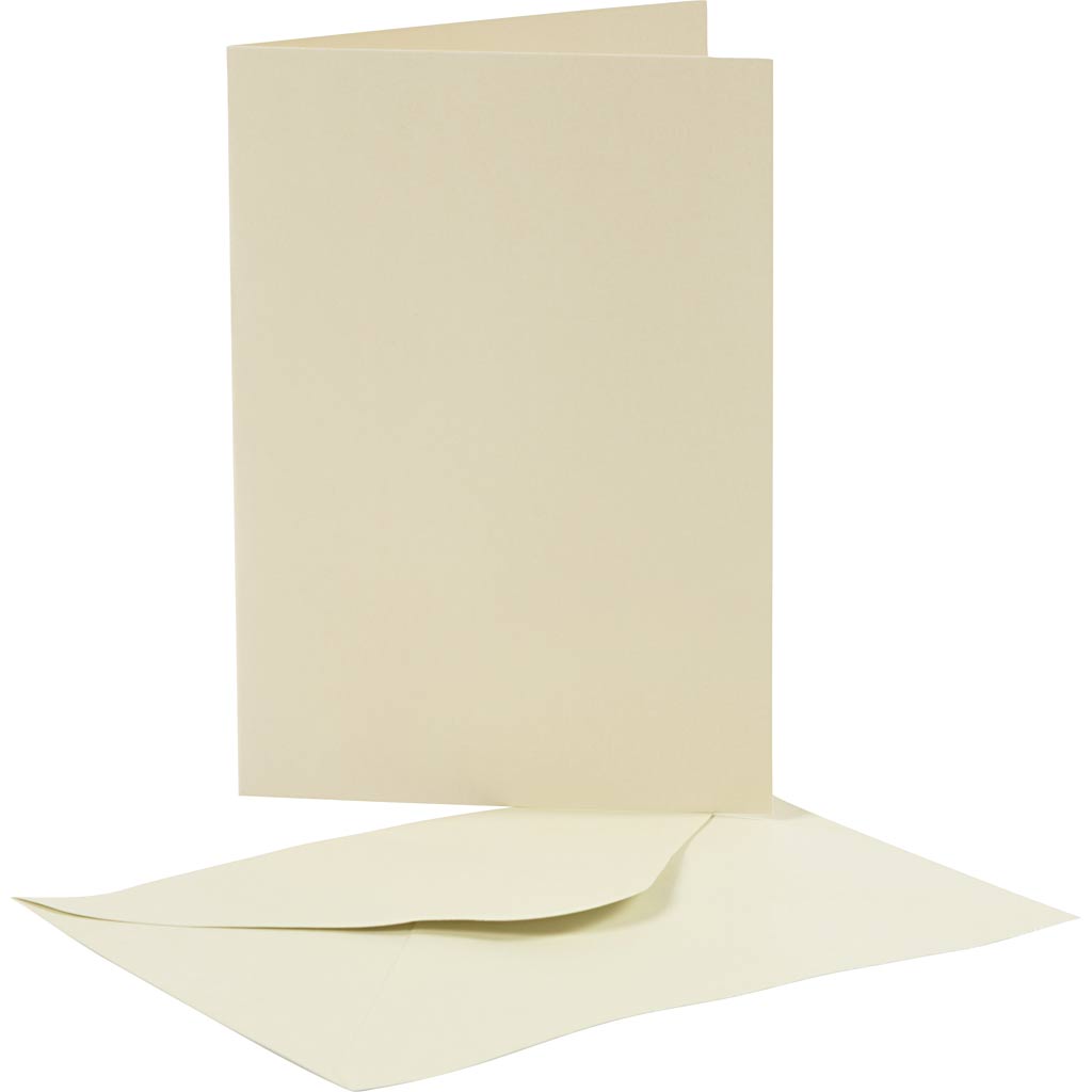 Creativ Company Perlmuttkarten und Umschläge, Kartengröße 10,5 x 15 cm, Umschlaggröße 11,5 x 16,5 cm, Creme, 10er-Set 1 Box