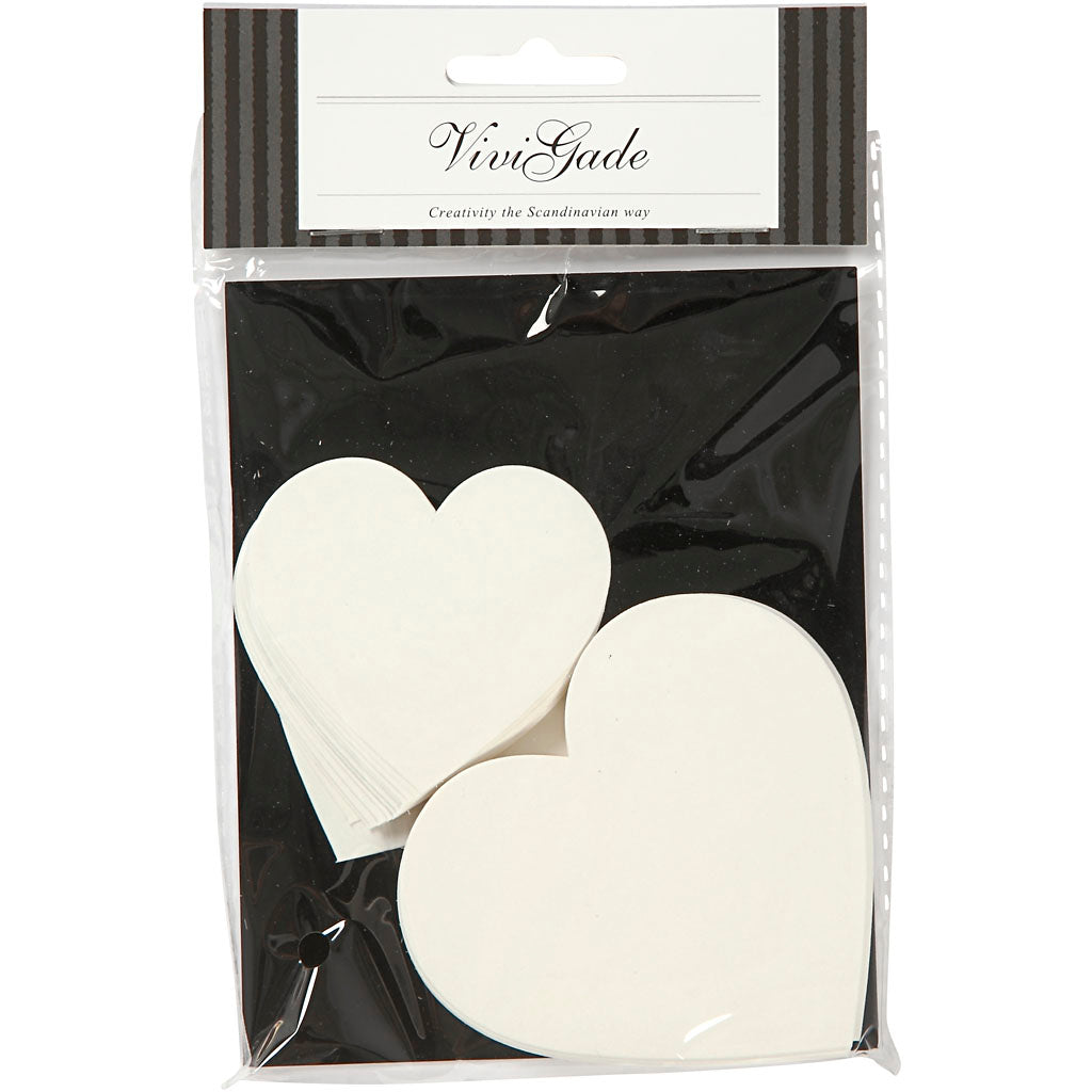 Vivi Gade Herzen, Größe 6+8,5 cm, 240 g, weiß, 50 Stück 1 Box