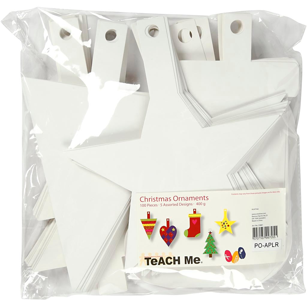 Creativ Company Weihnachtsschmuck, H: 23,5-26,5 cm, B: 15,5-20,5 cm, weiß, 100 Stück 1 Box