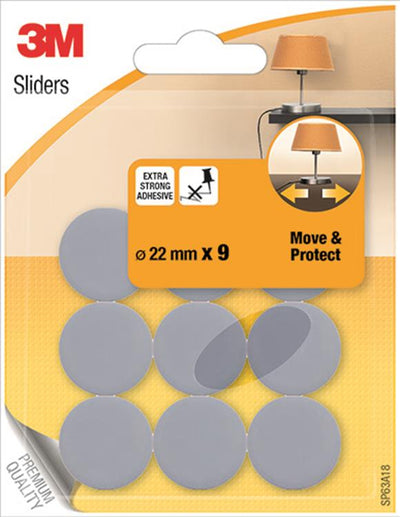 3m 1053576 - Möbelglas Move Protect Grau - 22mm - 9 Stück | 24 Stück