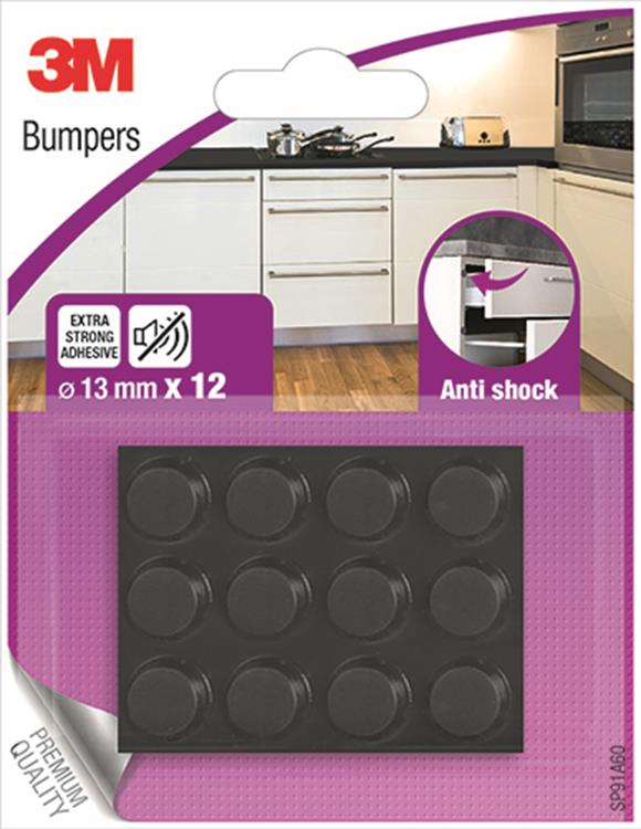 3m 1052405 - Stoßdämpfender Möbelpuffer - Schwarz - 1m - 12 Blister | 1 Stk