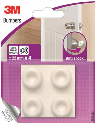 3 m 1052410 – stoßdämpfender Möbelpuffer – weiß – 22 mm – 4 Blister | 1 Stk