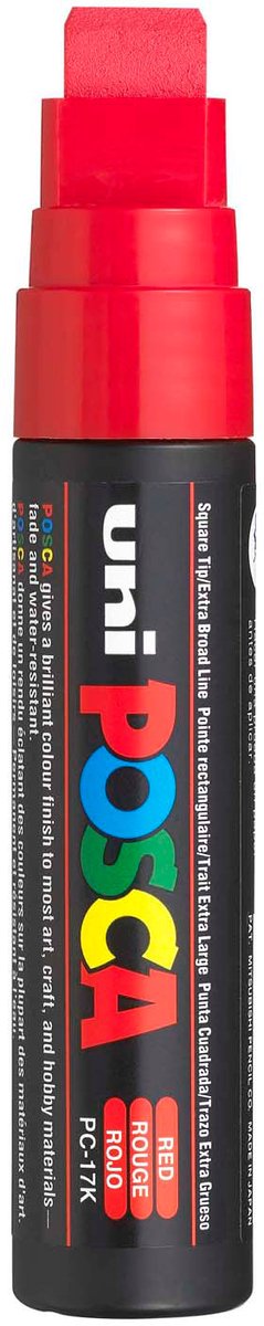 UNI-POSCA POSCA-Marker, AFM PC-17K, Liniendicke 15 mm, extra breit, rot, 1 Stück