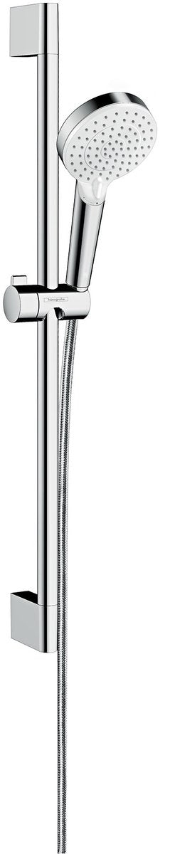 Hansgrohe Crometta Brauseset Vario mit Unica'crometta Schiebestange 65 cm – Chrom – 2 Strahlarten – Handbrause Durchmesser 100 mm