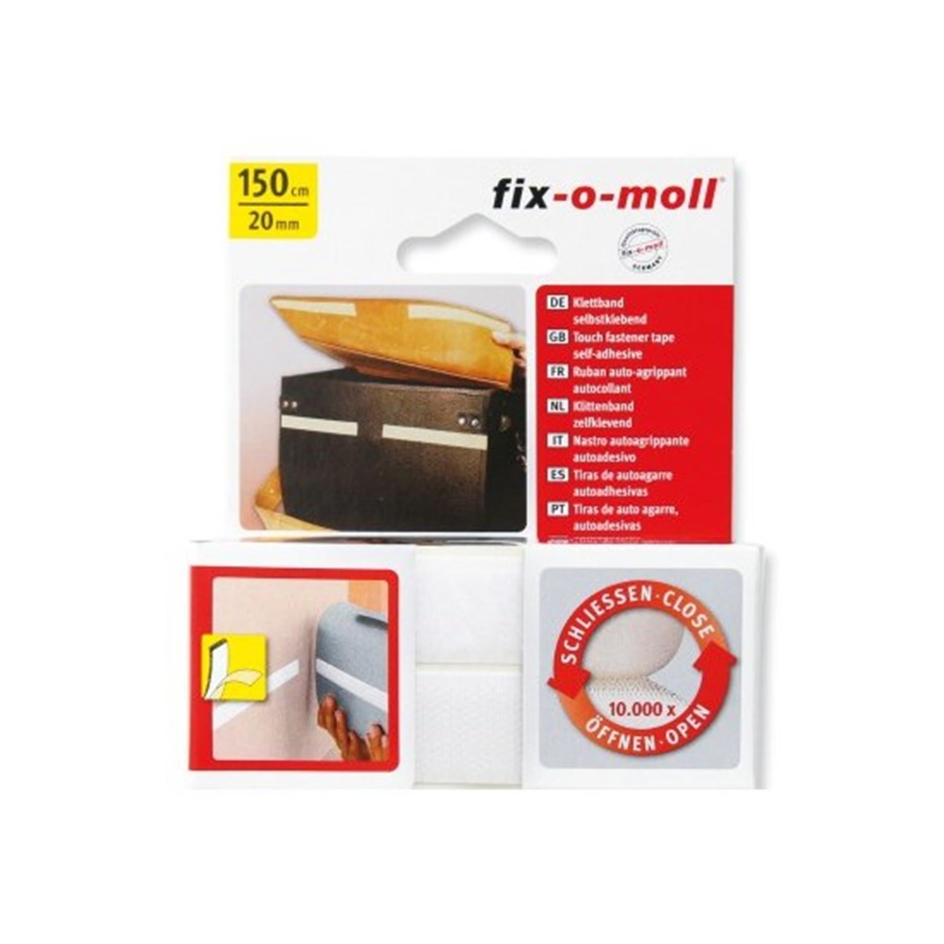 Fix-o-moll Klebe-Klettband 150cm weiß