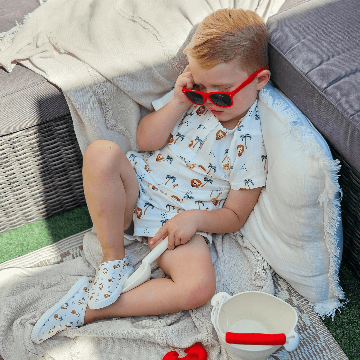 Dschungel | Multi -Colored Boys Set Beach - Musselin