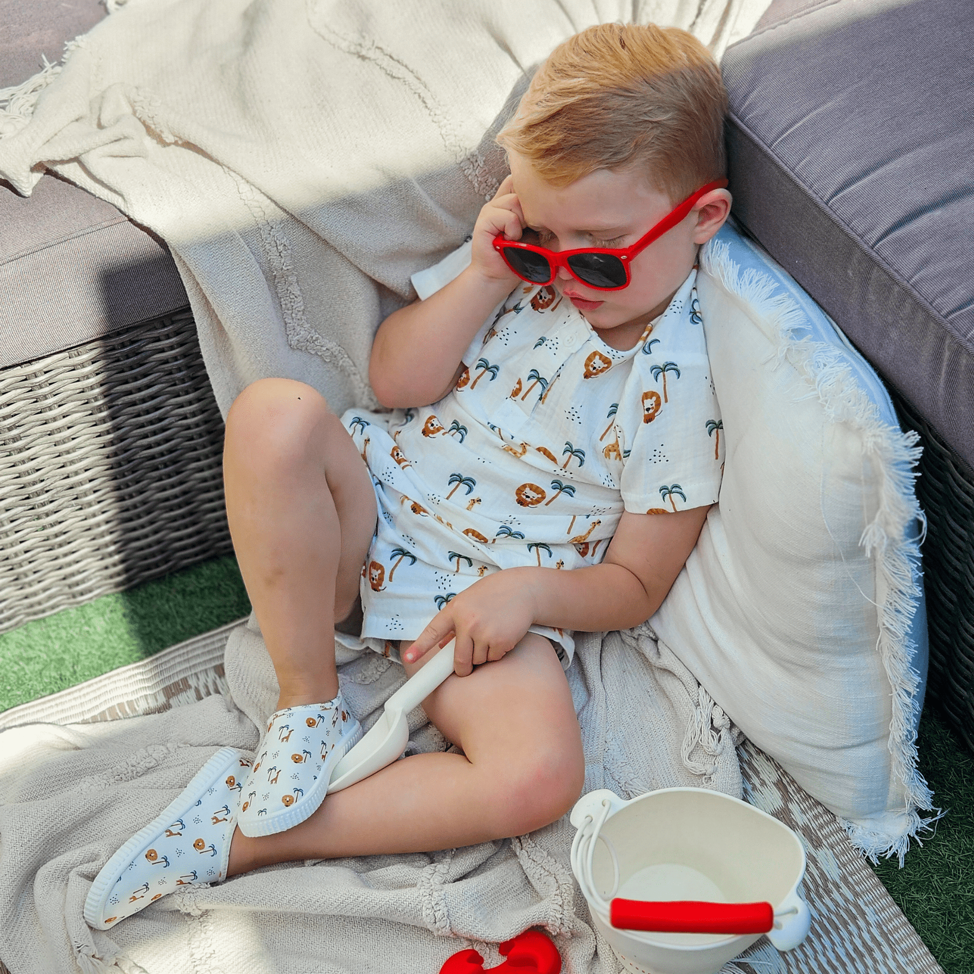 Dschungel | Multi -Colored Boys Set Beach - Musselin