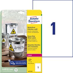 Ultrastarke Etiketten Avery Zweckform L4775-20 210 x 297 mm