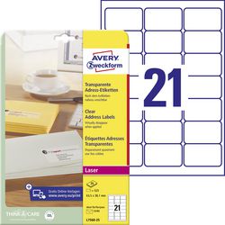 Adressetiketten Avery Zweckform L7560 63,5 x 38,1 mm transparent