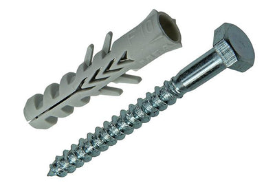 Celo 1015379 – 5 Nylondübel f ​​+ 6kt 10 mm + Holzgewindebolzen 502618 | 5 Stück