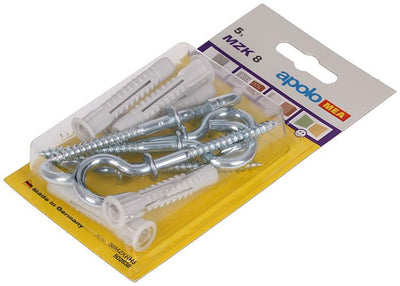 Celo 1015444 - 5 Universaldübel mzk 8mm + Schraubhaken 502638 | 5 Stück
