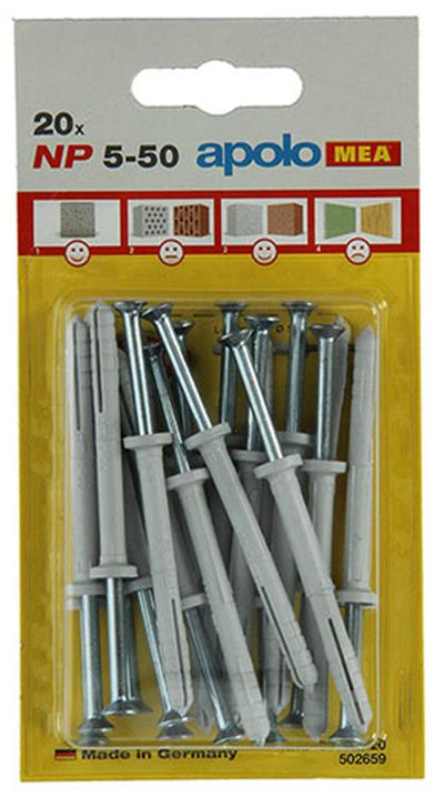 Celo 1015390 – 20 Nylon-Nageldübel NP 502759 5 x 50 mm | 5 Stück