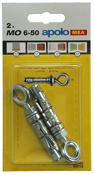 Celo 1003159 – 2 Spreizanker MO 12 mm + Ringschraube 6 x 50 mm 502718 | 5 Stück