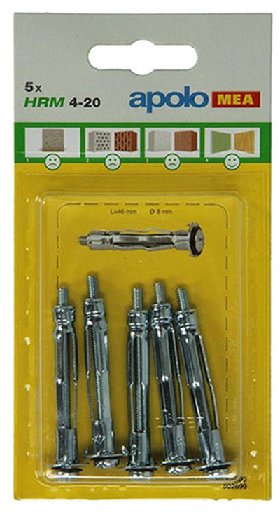 Celo 1003286 – 5 Metall-Gipskartondübel HRM 502699 8 mm 4 x 20 mm | 5 Stück