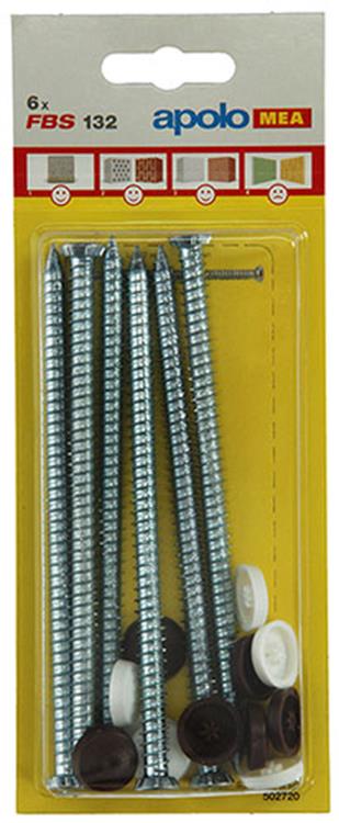 Celo 1015420 – 6 Fensterschrauben FSB 132 mm + Abdeckkappen 502720 | 5 Stück