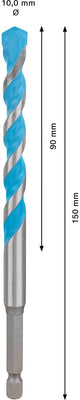 Bosch Expert-Serie – Multi-Konstruktionsbohrer – 10 x 90 x 150 mm – Sechskant-9 – universell einsetzbar