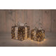 Anna's Collection beleuchtete Geschenkboxen, 2er-Set, 50 LEDs, klassisch warm, 15 x 15 x 17 cm, 20 x 20 x 23 cm, funktioniert mit 3xAA-Batterien mit Timer