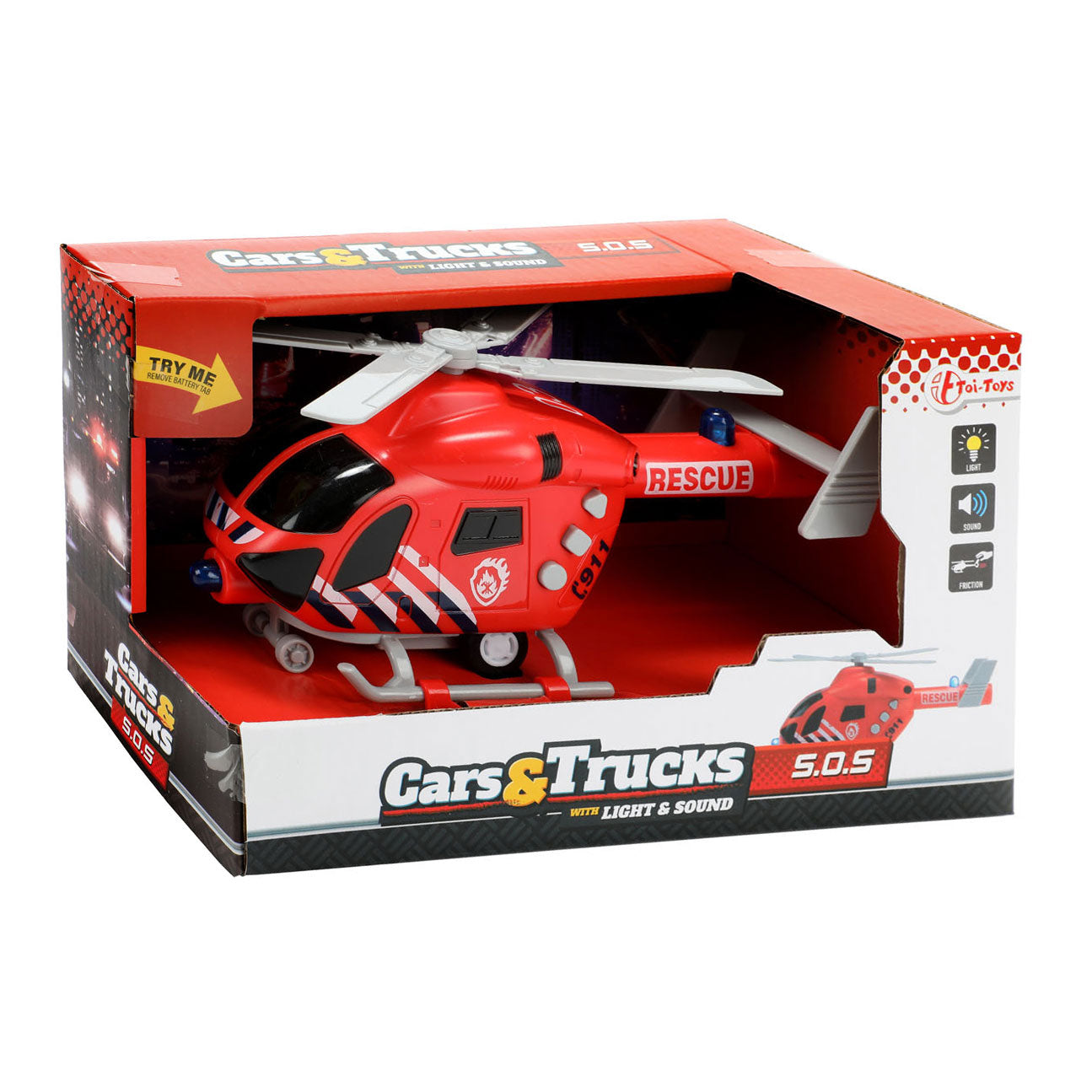 TOI-TOYS Fire Brigade-Hubschrauber mit Licht und Klang