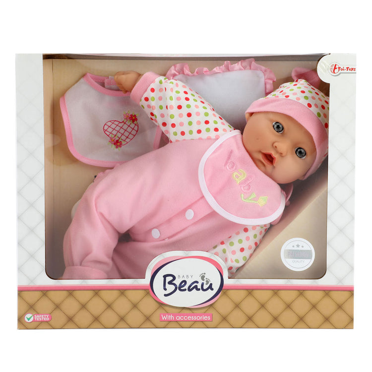 Baby Beau Babypop mit Flasche und Lätzchen, 40 cm