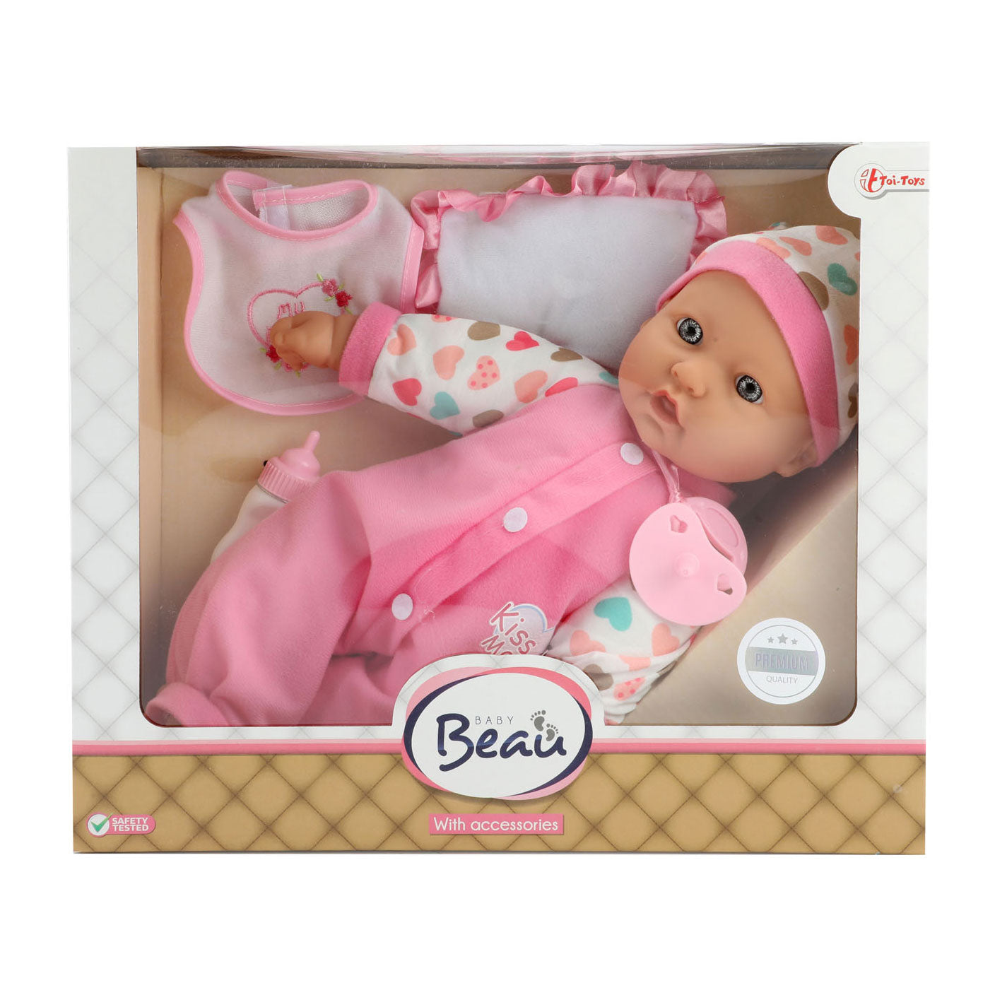 Baby Beau Babypop mit Flasche und Lätzchen, 40 cm