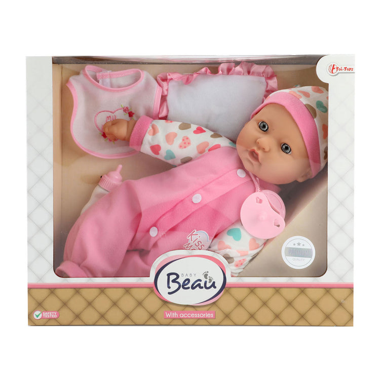 Baby Beau Babypop mit Flasche und Lätzchen, 40 cm