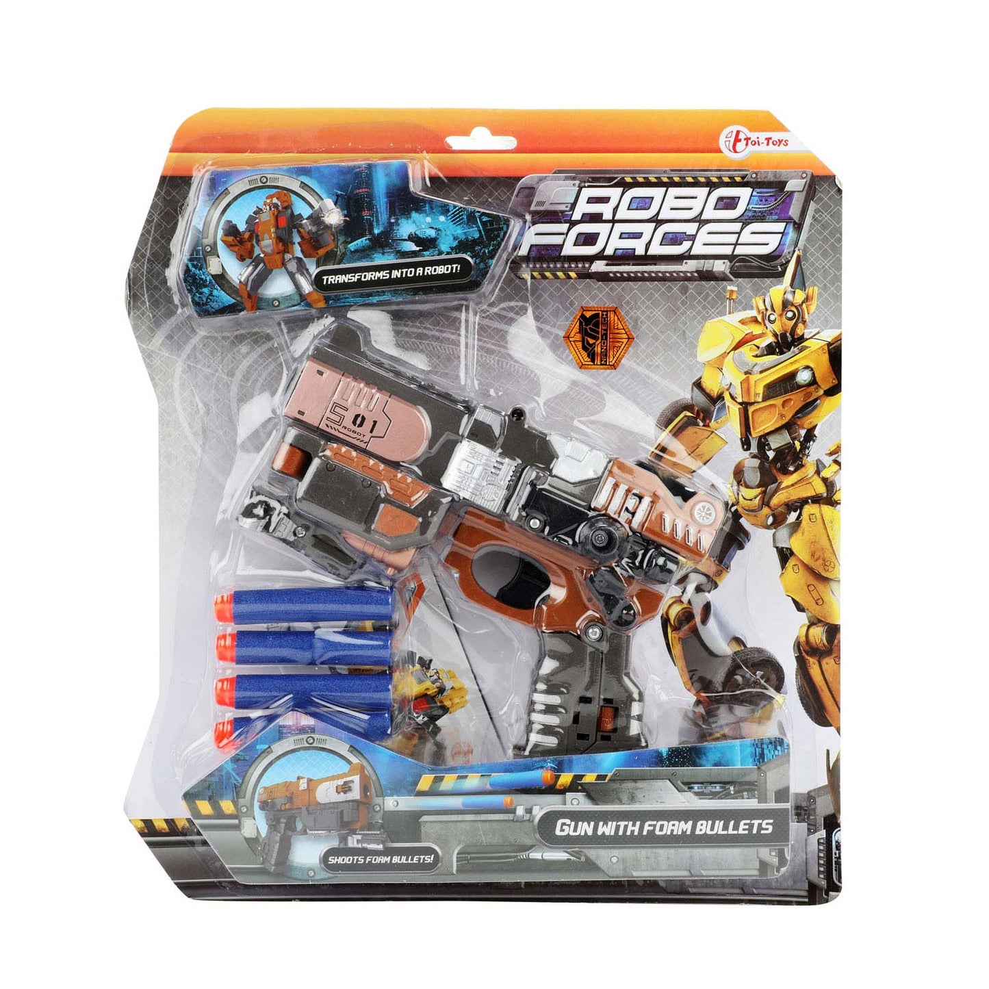 RoboForces wechseln die Roboterpistole mit Foampijlen