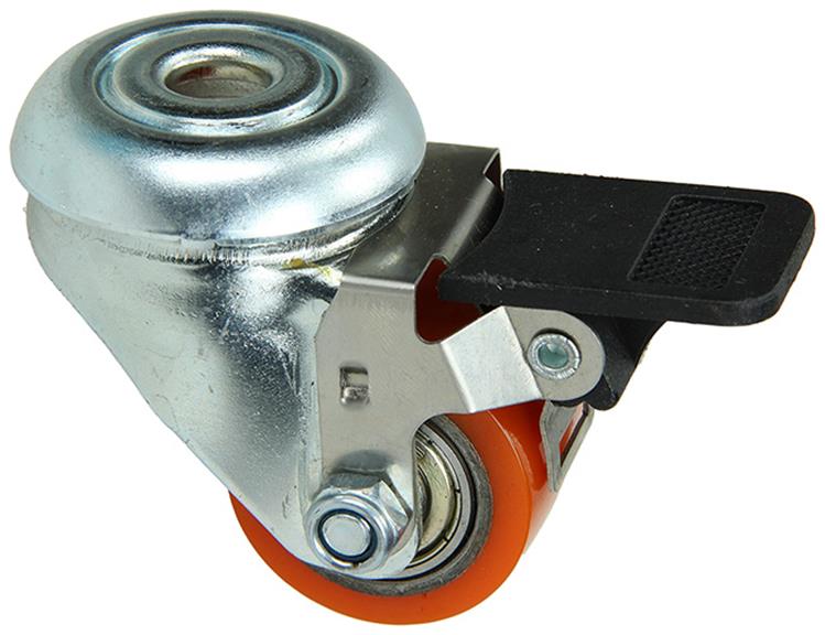 Mack by tente 1010124 - Rolle PU Doppelkugel.l zentr. Loch. Bremse 35mm orange | 18 Stück