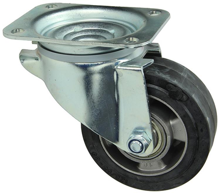 Mack by Tente 1058942 – Lenkrad, Gummi, schwarzes Profil, Aluminiumfelge, Platte 125 mm | 4 Stück