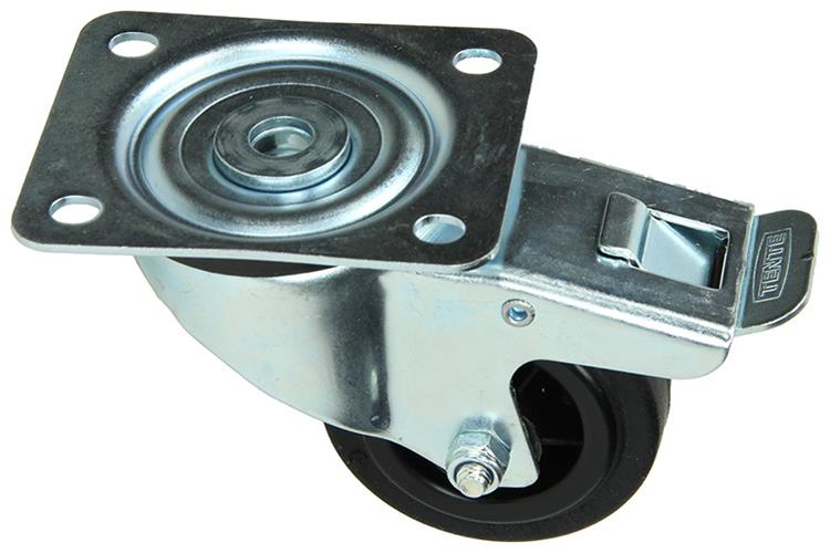 Mack by tente 1049120 – schwarze Radmontageplatte + Bremsgummi mit Nylonfelge 80 mm | 8 Stück