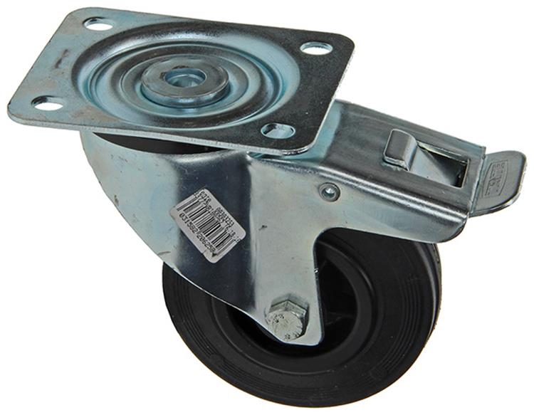 Mack by tente 1049123 – schwarze Radmontageplatte + Bremsgummi mit Nylonfelge 100 mm | 6 Stück