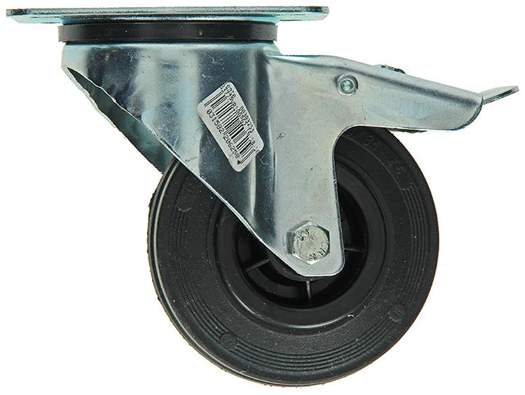 Mack by tente 1049123 – schwarze Radmontageplatte + Bremsgummi mit Nylonfelge 100 mm | 6 Stück