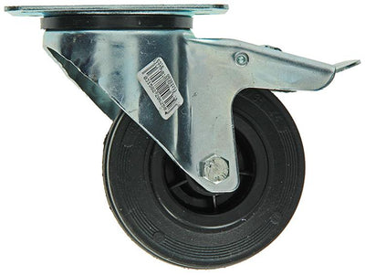 Mack by tente 1049123 – schwarze Radmontageplatte + Bremsgummi mit Nylonfelge 100 mm | 6 Stück