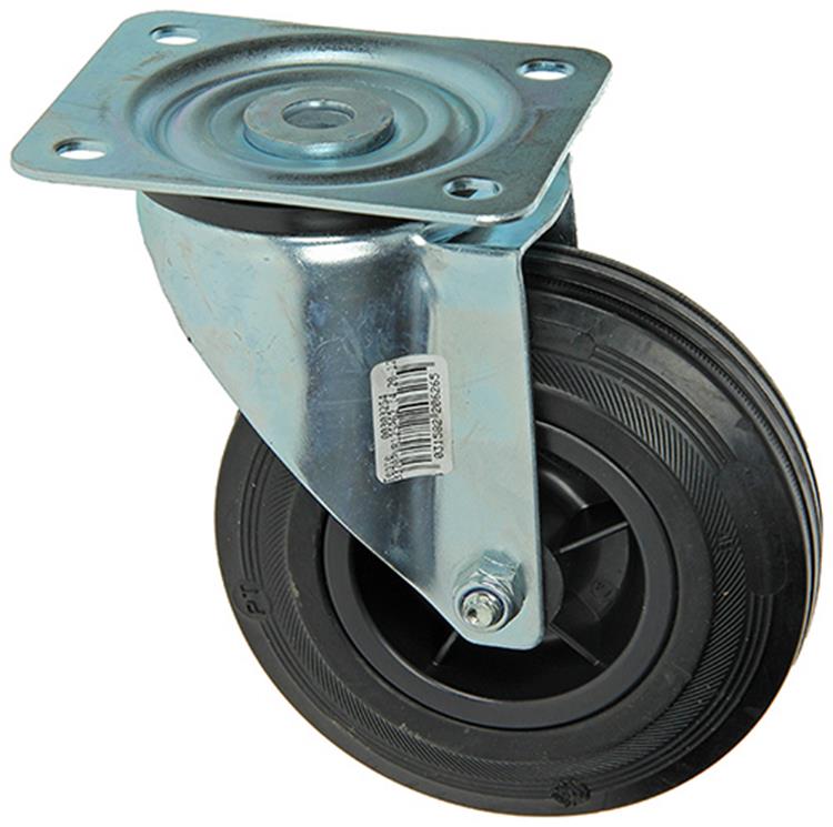 Mack by tente 1049125 – Schwenkrad-Montageplatte aus Gummi mit Nylonfelge 125 mm | 8 Stück