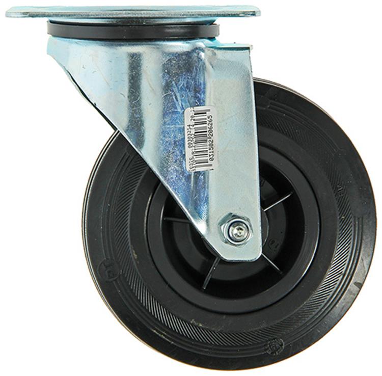 Mack by tente 1049125 – Schwenkrad-Montageplatte aus Gummi mit Nylonfelge 125 mm | 8 Stück