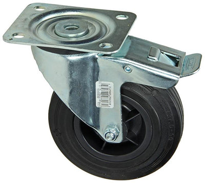 Mack by tente 1049126 – schwarze Radmontageplatte + Bremsgummi mit Nylonfelge 125 mm | 4 Stück