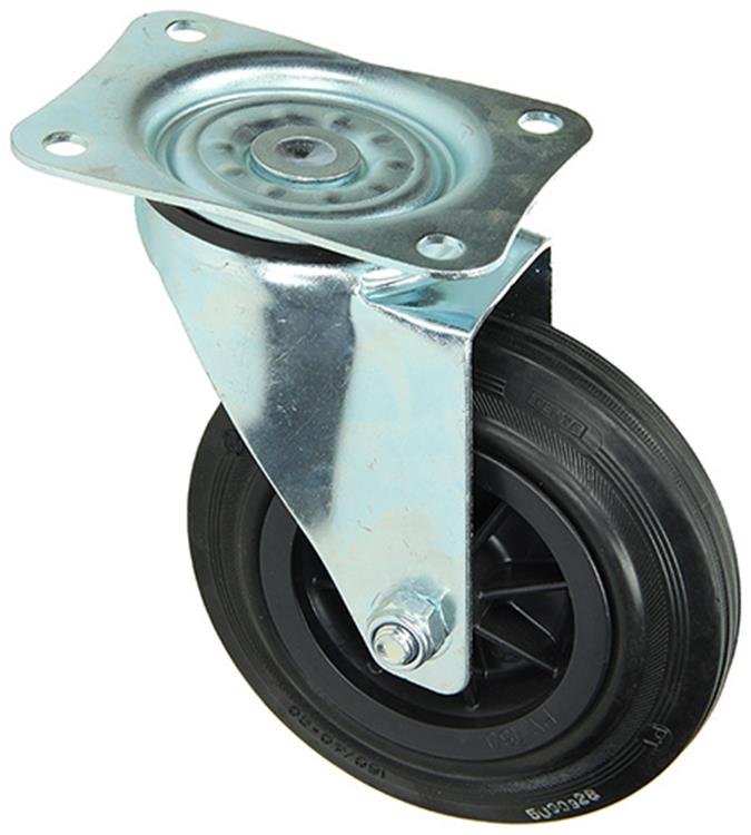 Mack by tente 1049128 – Schwenkrad-Montageplatte aus Gummi mit Nylonfelge 160 mm | 4 Stück