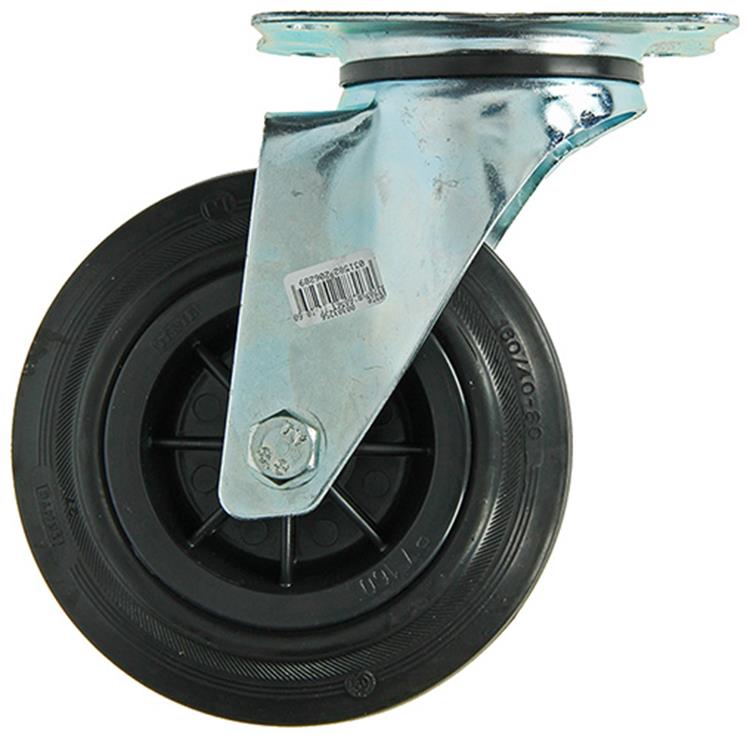 Mack by tente 1049128 – Schwenkrad-Montageplatte aus Gummi mit Nylonfelge 160 mm | 4 Stück
