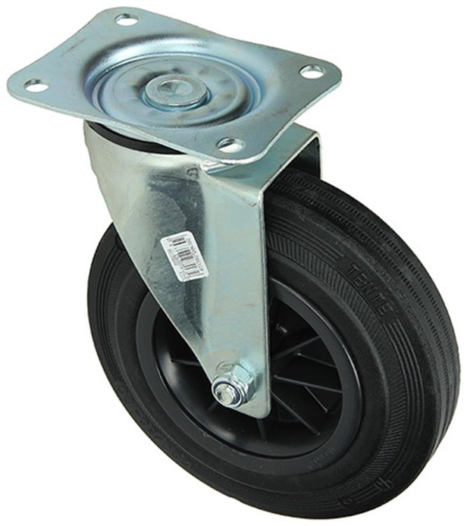 Mack by tente 1049130 – Schwenkrad-Montageplatte aus Gummi mit Nylonfelge 200 mm | 4 Stück