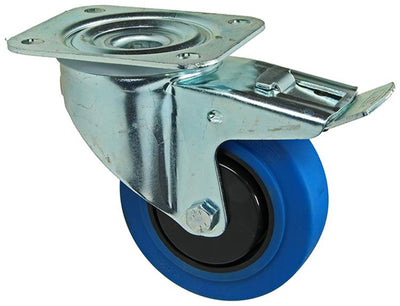 Mack by tente 1058943 – Lenkrad, blaue Gummi-Lauffläche und Bremse 100 mm | 4 Stück