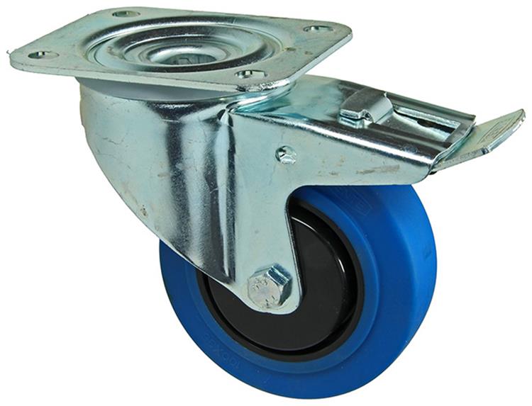 Mack by tente 1058943 – Lenkrad, blaue Gummi-Lauffläche und Bremse 100 mm | 4 Stück