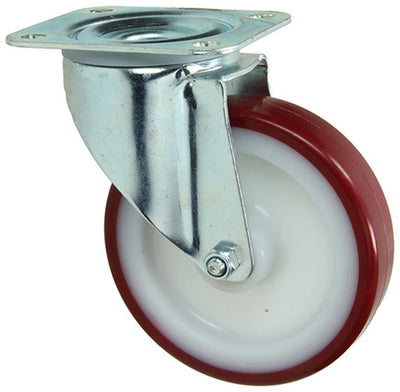 Mack by Tente 1058934 – Lenkrad gespritztes PU-Profil, Nylonfelge mit Platte 125 mm | 4 Stück
