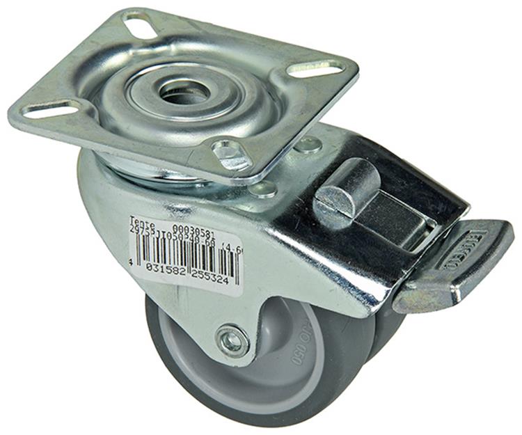 Mack by tente 1014735 – Doppelschwenkrad 50 mm auf Platte mit Bremse | 8 Stück