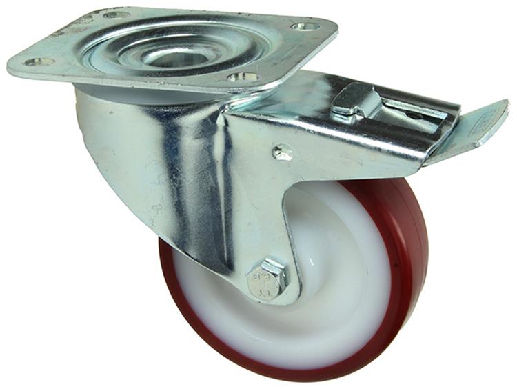 Mack by Tente 1058933 – Lenkrad mit PU-Lauffläche, Nylonfelge und Bremse 100 mm | 4 Stück